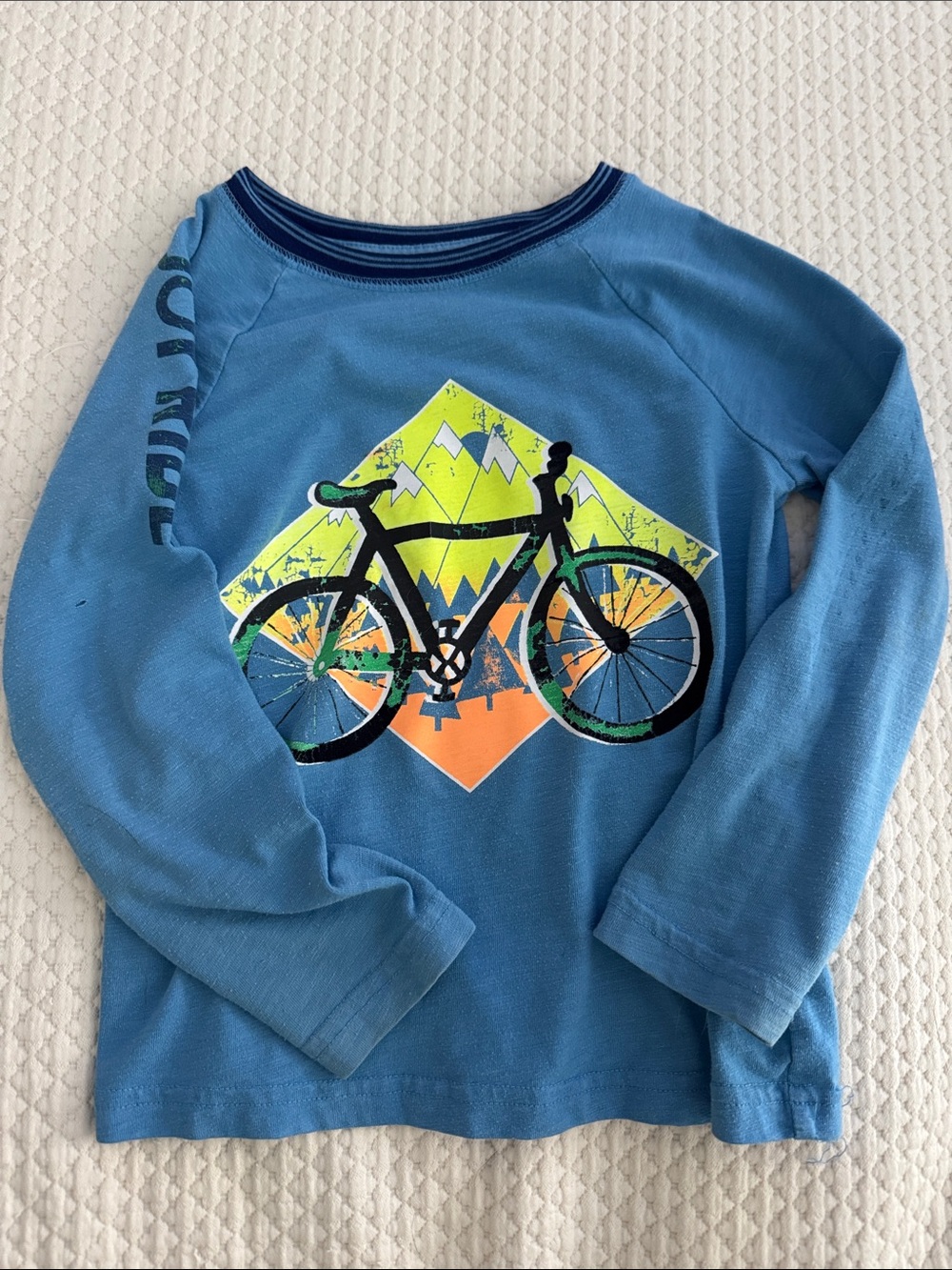 Blue Kids Bicycle Graphic Long-Sleeve Shirt